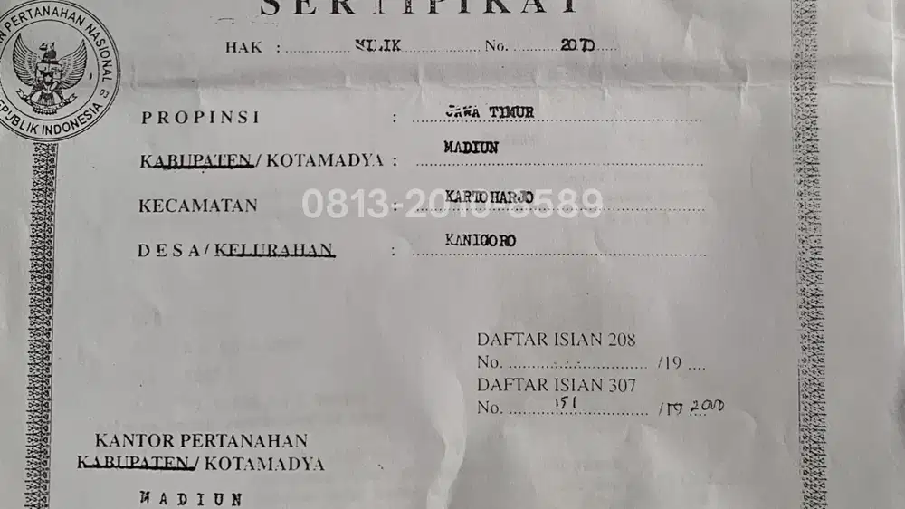 DIJUAL Tanah Tengah Kota Madiun Dekat Kampus IKIP PGRI & SMK CENDEKIA