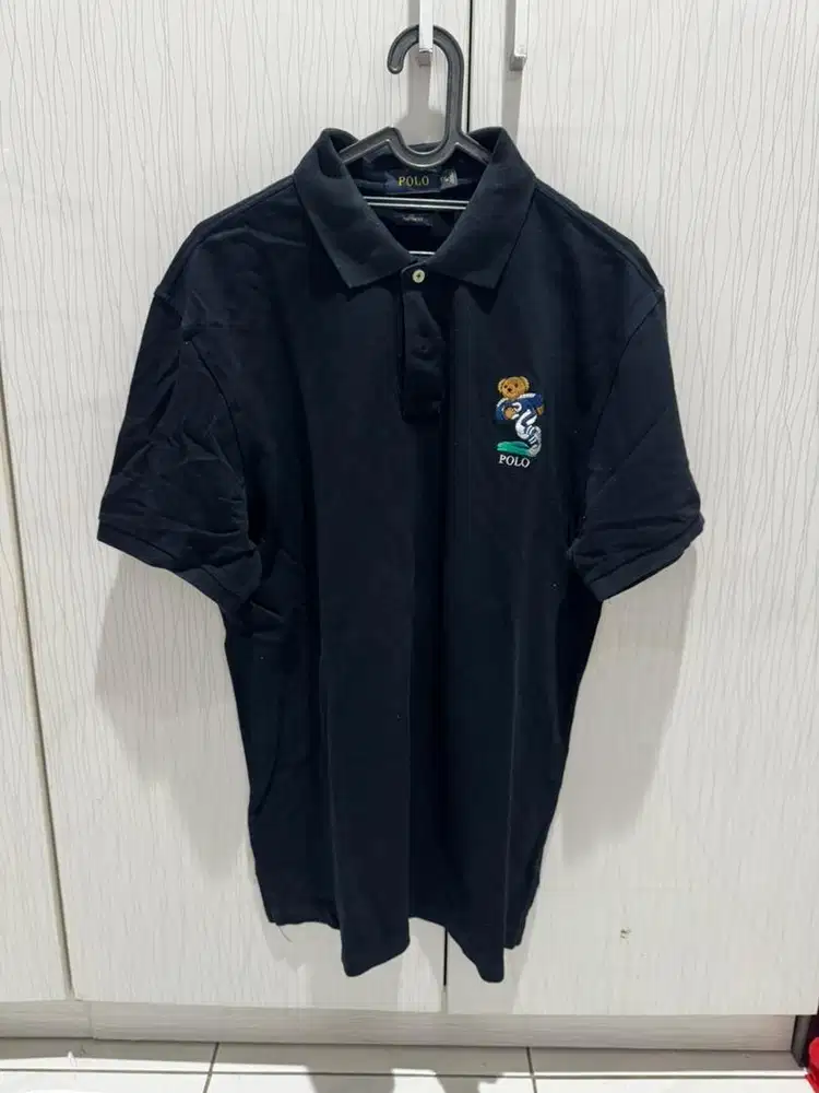 Kaos Polo Berkerah Lengan Pendek Warna Blue Navy Size XL