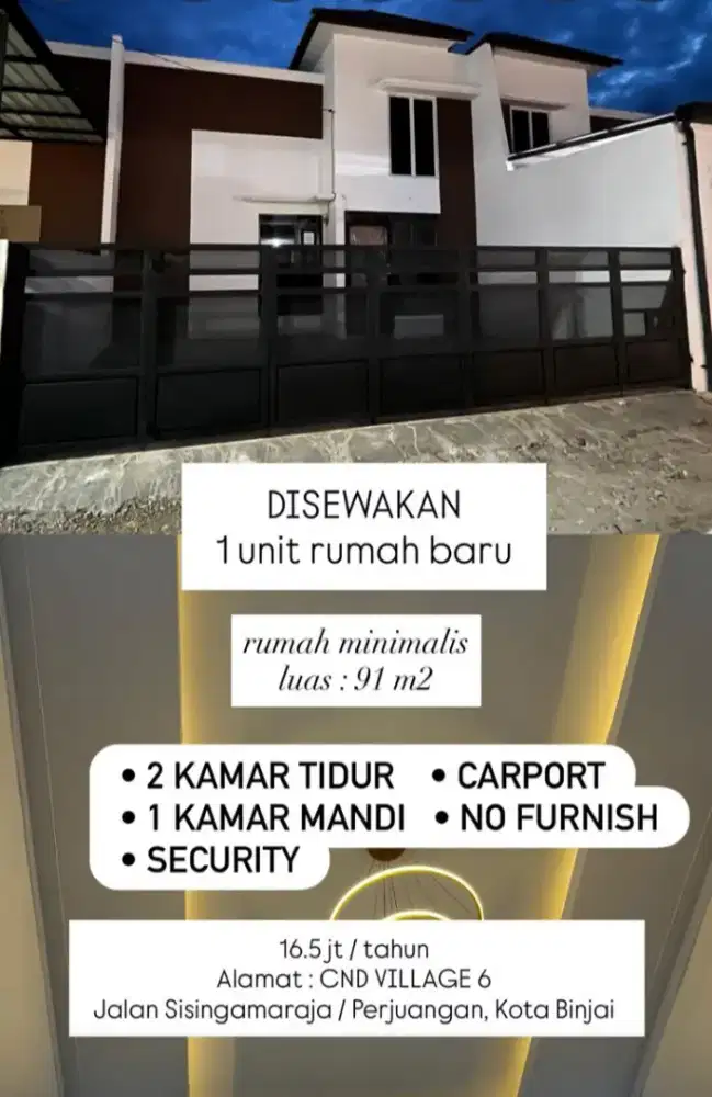 Disewakan 1 Unit Rumah Baru