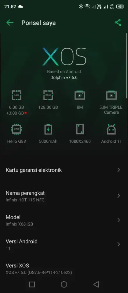 Infinix hot 11s nfc bandung