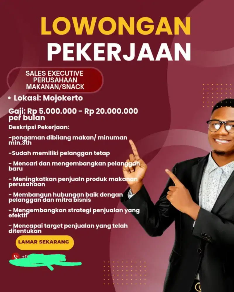 Di butuhkan Sales executive makanan