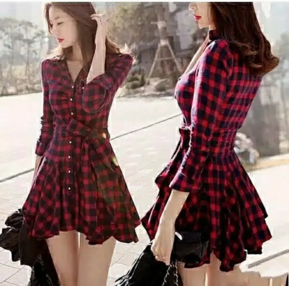 Baju dress lengan panjang