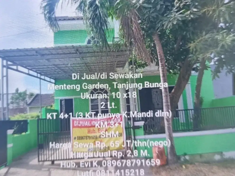 Disewakan Rumah 2 lt di Komp. Menteng Garden Makassar
