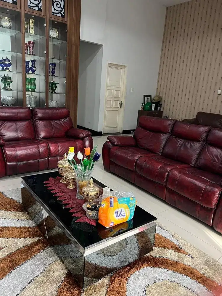 JUAL SOFA KULIT MEWAH SATU SET MURAH
