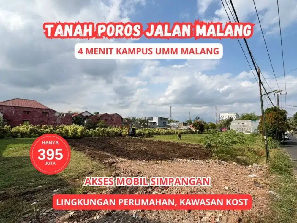 Jual Cepat Tanah Murah, Cocok Bangun Kost, Akses Mudah ke Kampus UMM dan Sengkaling.