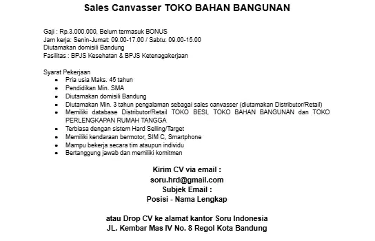 Sales Canvassing TOKO BAHAN BANGUNAN