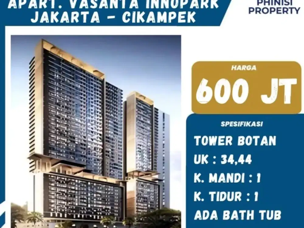 DIJUAL Apartmen Vasanta Innopark type 1 Bedroom Lantai 19