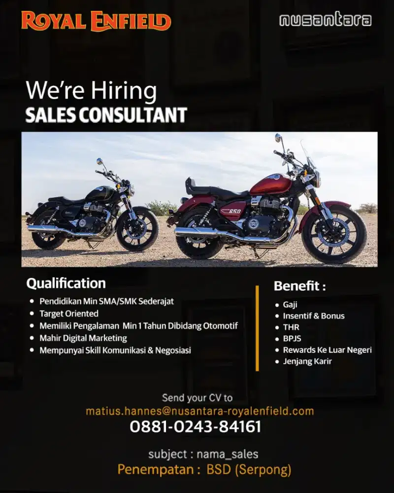 Sales Consultant Royal Enfield Serpong