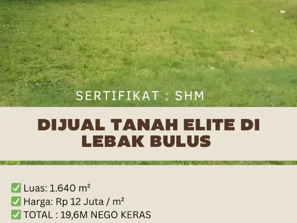 TANAH KOS ELITE CLUSTER EKSKLUSIF LEBAK BULUS JAKARTA SELATAN