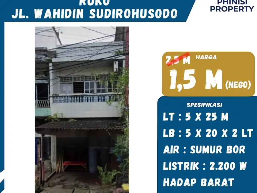 DIJUAL Ruko Jalan Wahidin Sudirohusodo