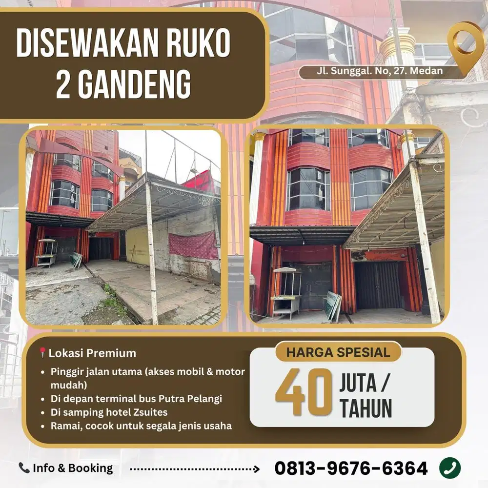 DISEWAKAN RUKO 2 GANDENG - LOKASI PREIMUM STRATEGIS UNTUK USAHA