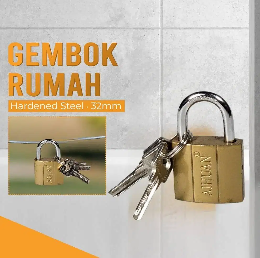 AI HUAN QASEM Gembok Rumah Anti Maling Padlock Hardened Steel 32mm - I