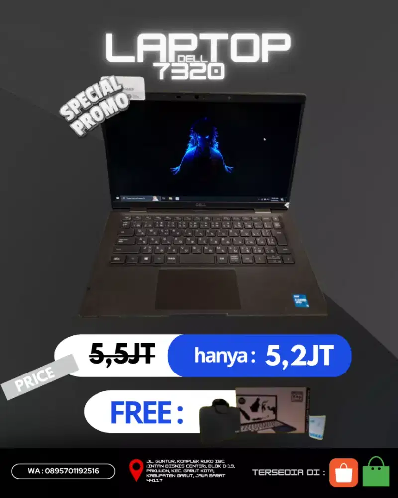 Laptop Kerja Dell 7320 Bergaransi