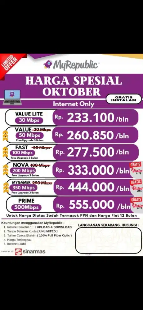 Promo pemasangan internet myrepublic wifi myrepublic