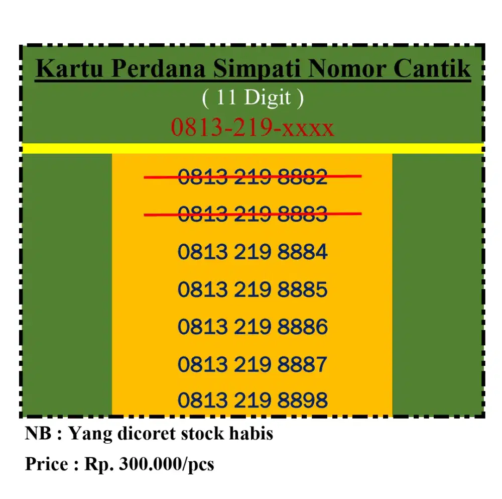 Kartu Perdana Simpati Telkomsel Nomor Cantik 11 digit