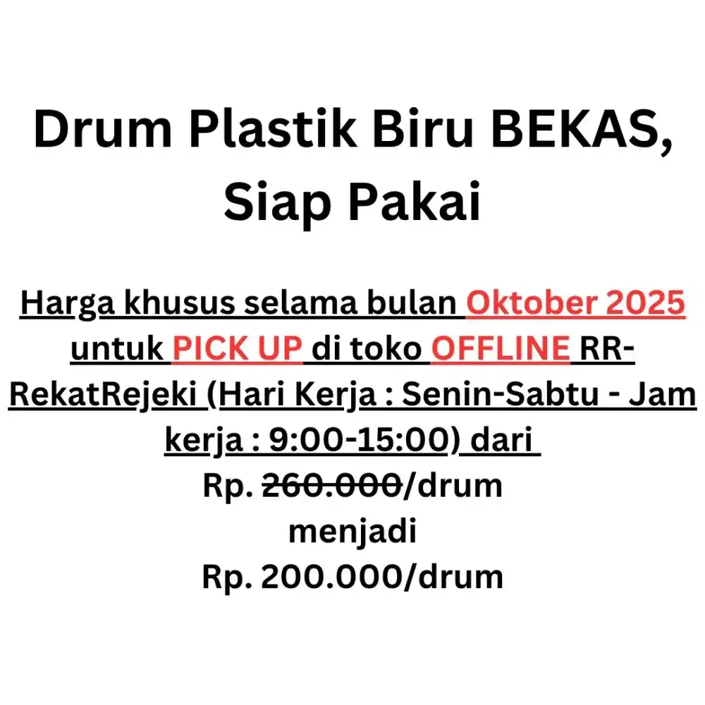 Drum Plastik Biru BEKAS Kapasitas 200 Liter