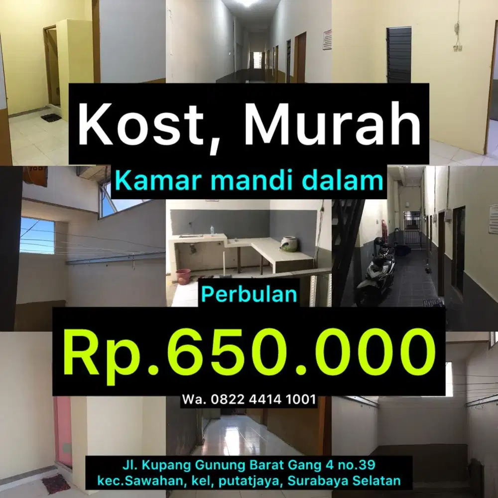 Kost Murah 650rb perbulan kamar mandi dalam