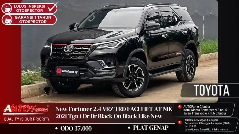 Toyota New Fortuner 2.4 VRZ TRD FACELIFT AT NIK 2021
