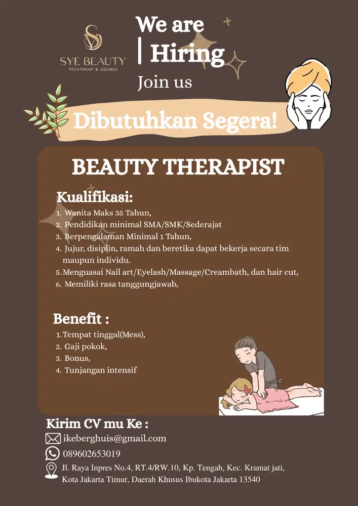 Lowongan kerja beauty therapist
