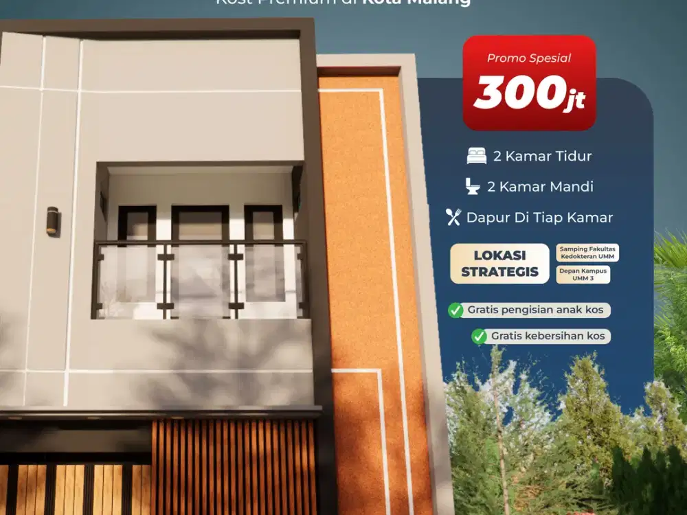 Dijual Kamar Kost Premium 2 menit Kampus UMM Malang