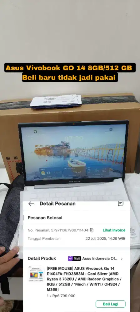 LAPTOP ASUS VIVOBOOK BARU BEBERAPA KALI PAKAI