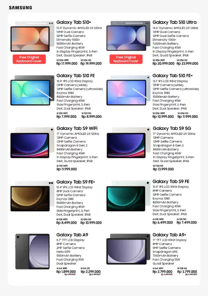 Tablet Samsung lengkap A9 A9+ bisa cicilan all paylater