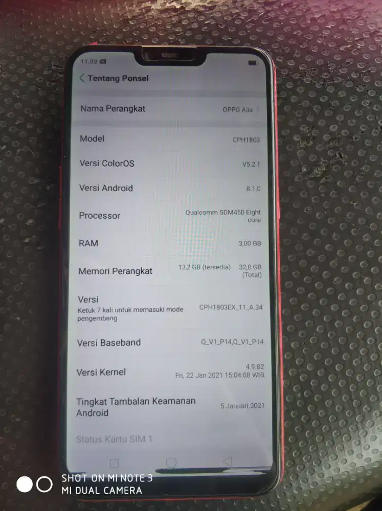 Oppo a3s, ram 3 32.