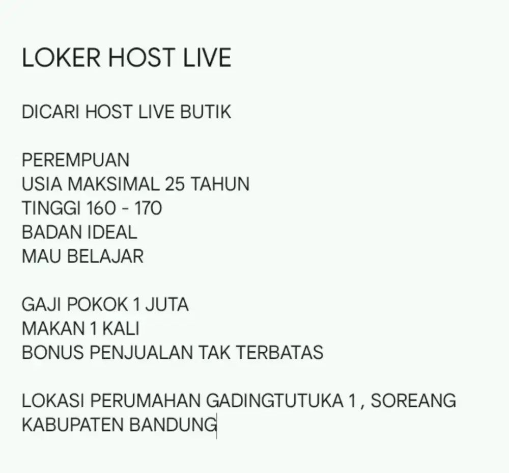Lowongan kerja Host Live