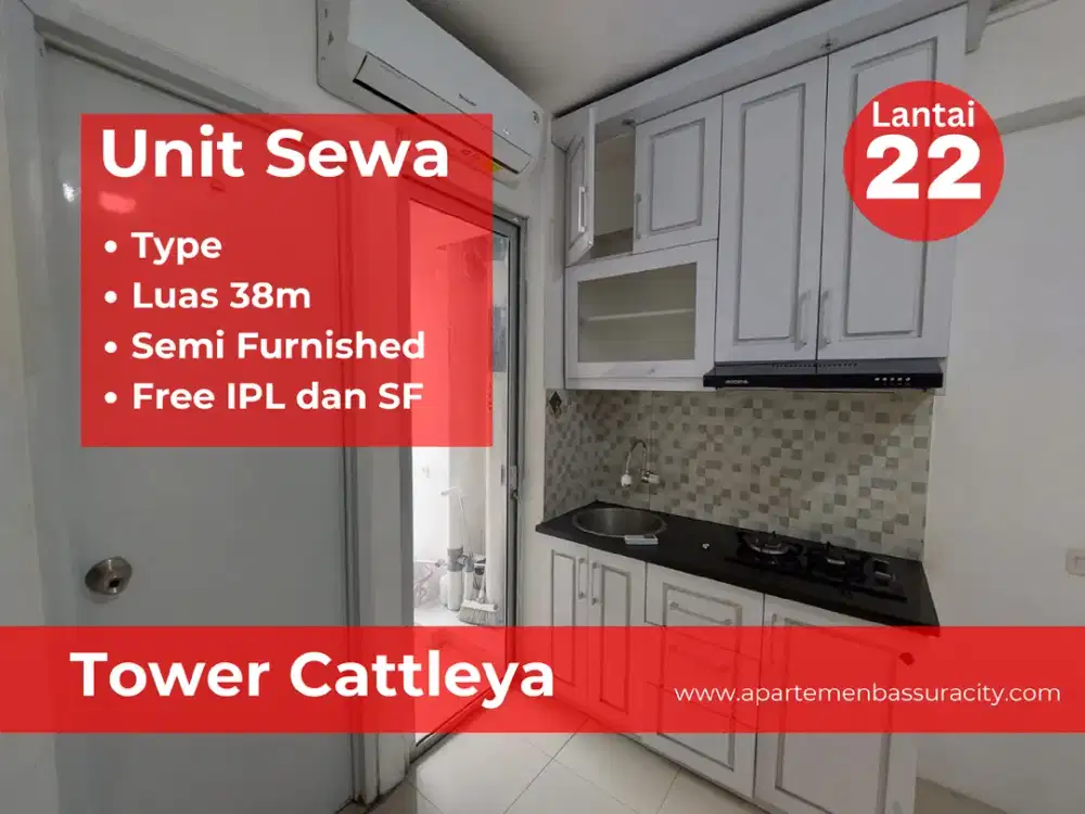 Sewa 2BR semi furnished ada kitchen set apartemen Bassura City