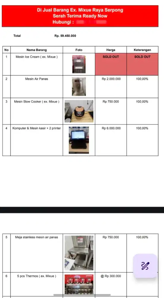List Mesin Mixue