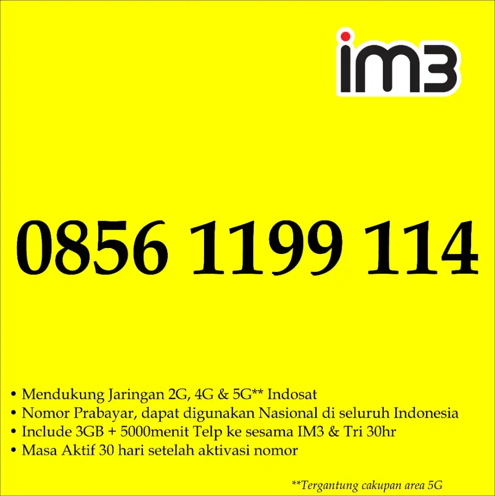 Perdana Nomor Cantik Indosat IM3 11 Digit Pola AABB AAx FO