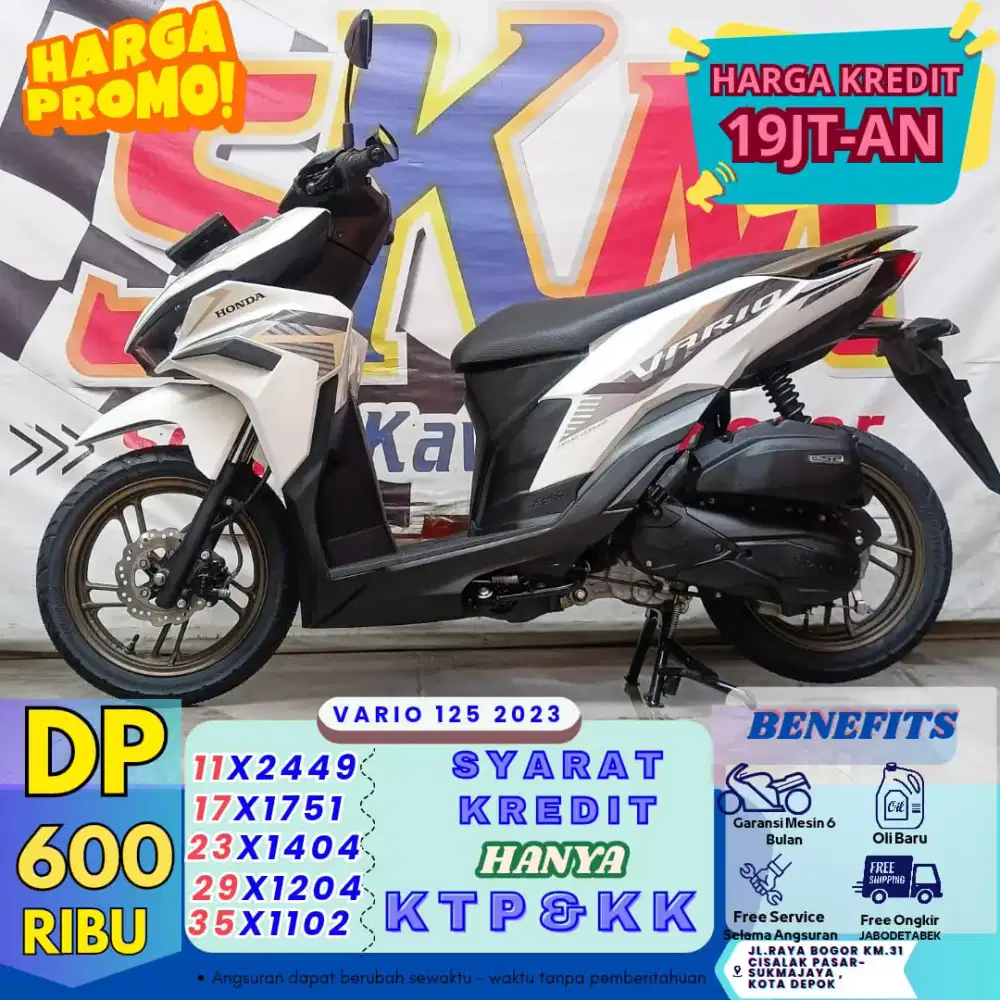 ( promo DP:600 vario 125 2023 garansi mesin 6 bulan cash credit