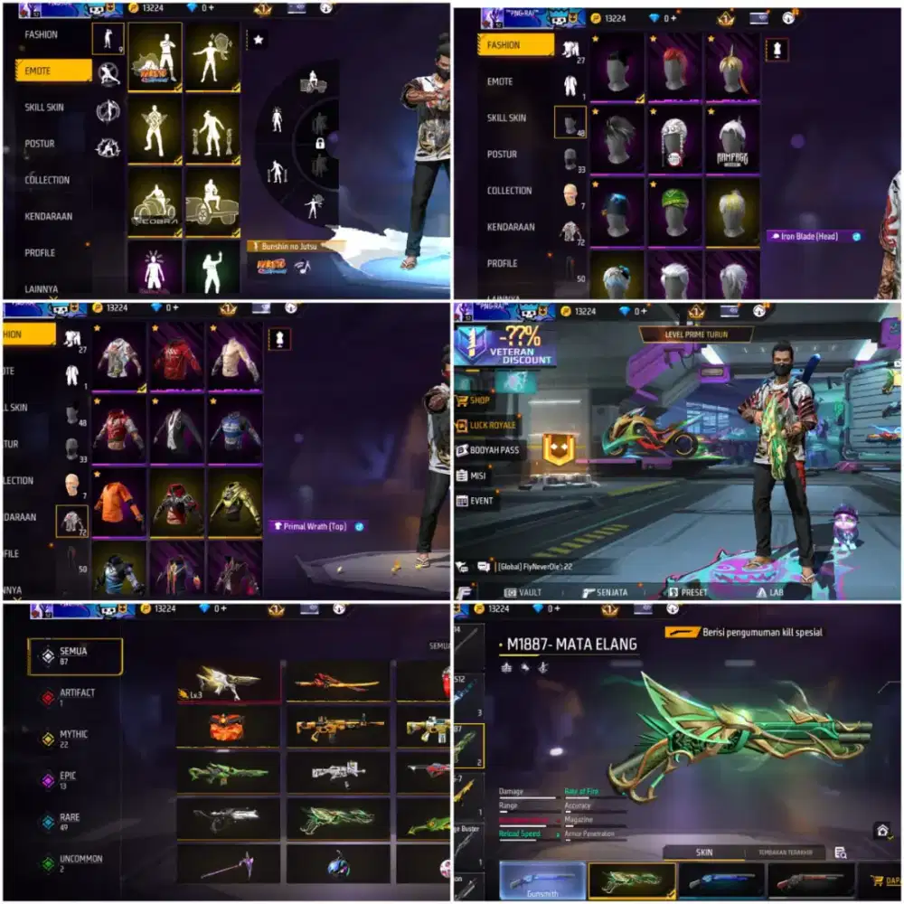 Jual akun FF spek polosan SG mata elang yg minat lansung inbox aja