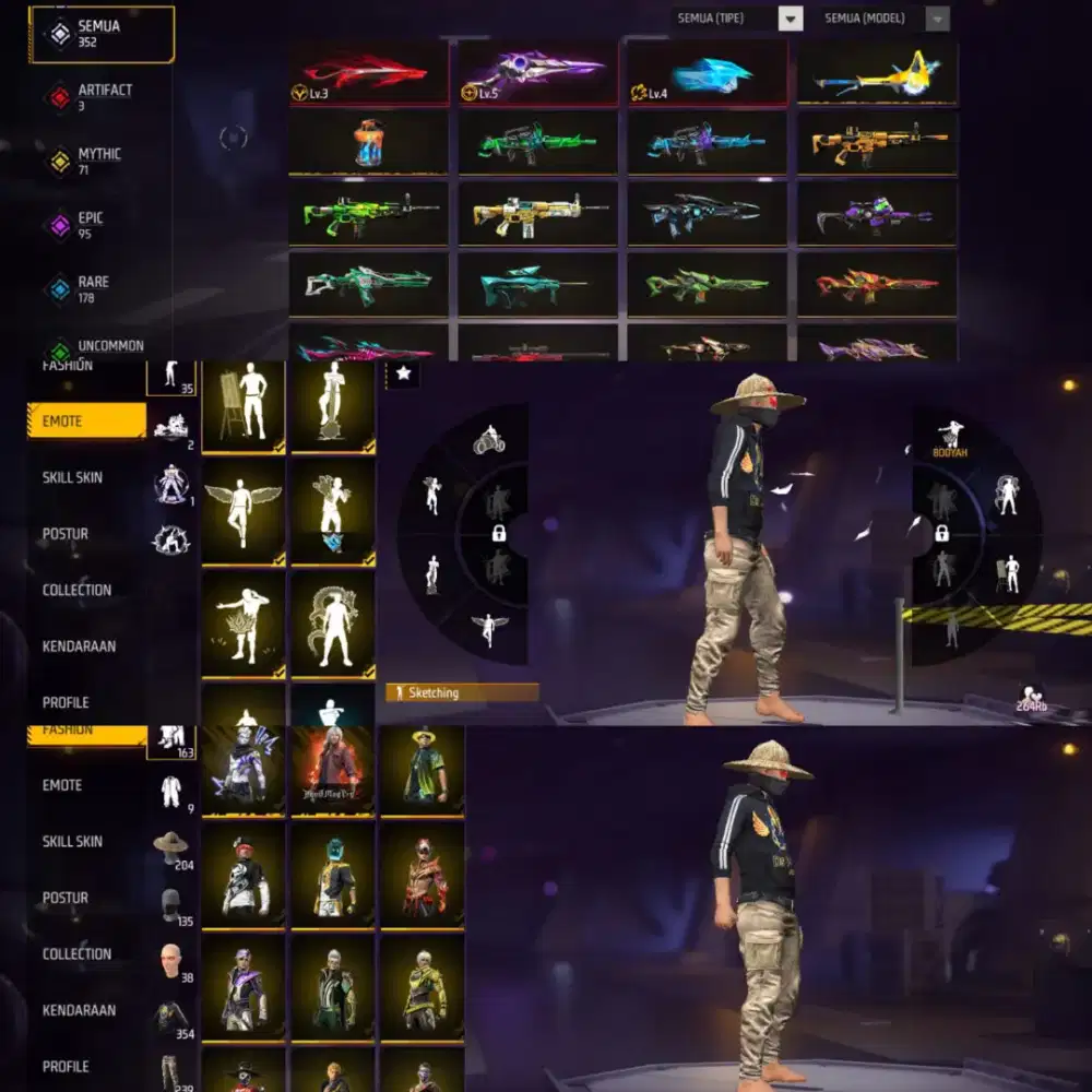 Jual akun FF tinju levol 4 udah ad emot nya Evo 3