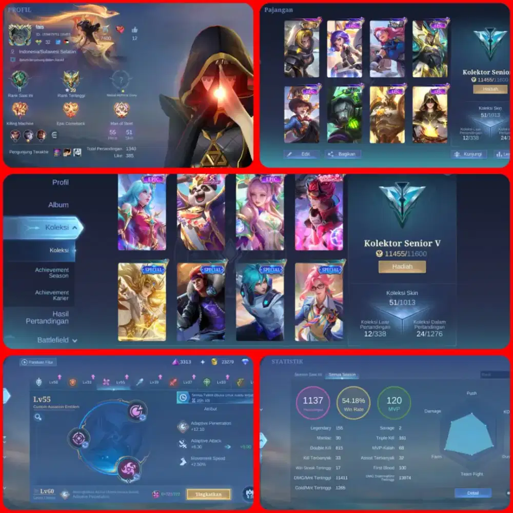 Jual akun ml skin 51 yg minat lansung inbox aja