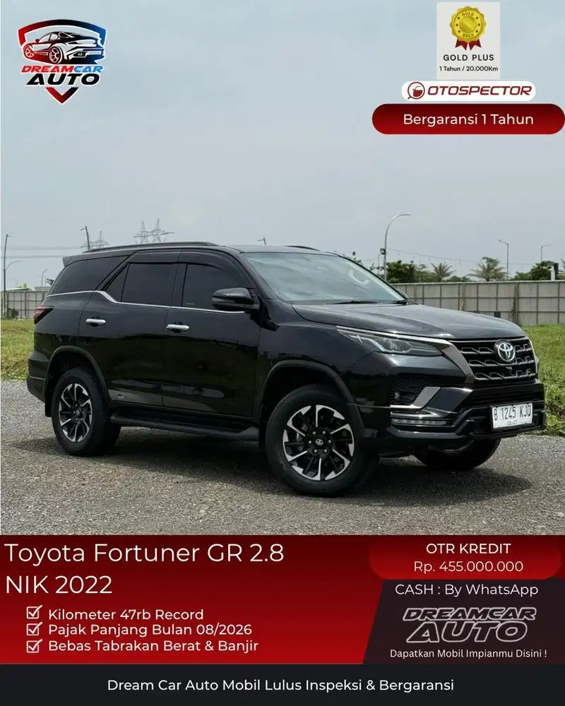 [Garansi 1 Thn] Toyota Fortuner GR 2.8 NIK 2022 Hitam VRZ 4x2 2023