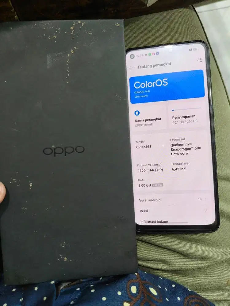 Oppo reno 8 8/256 resmi mlus bnegt no minus Tt masuk
