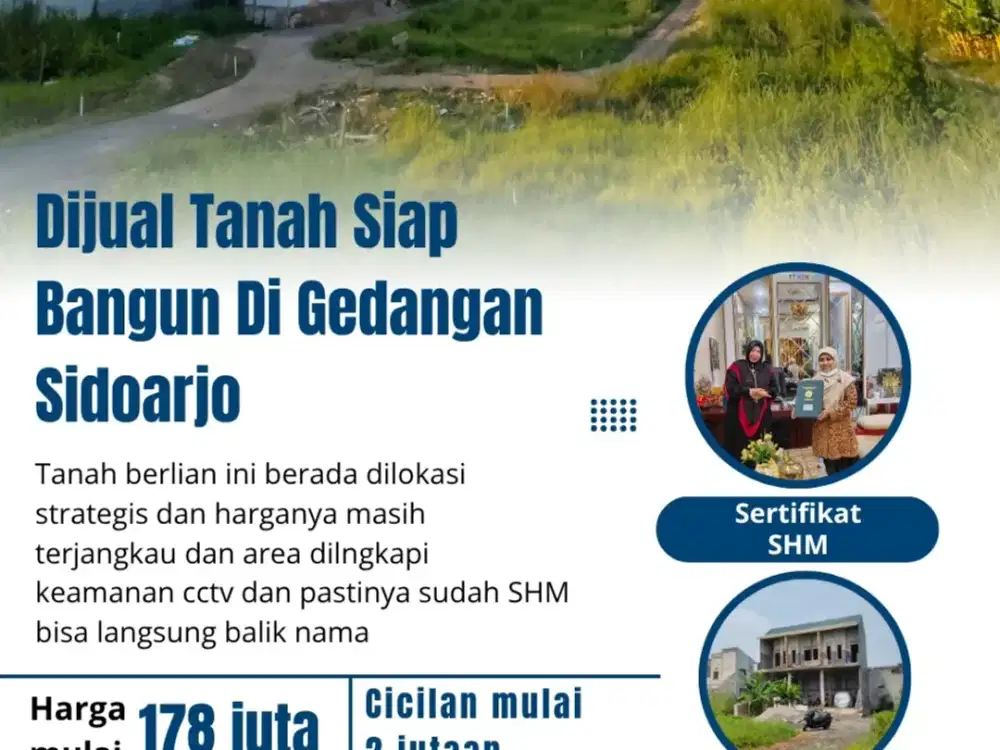 tanah murah sudah SHM siap bangun di gedangan