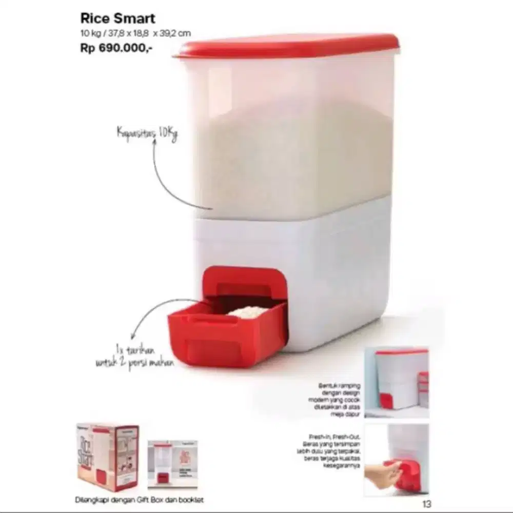 Tempat beras 10kg, tupperware