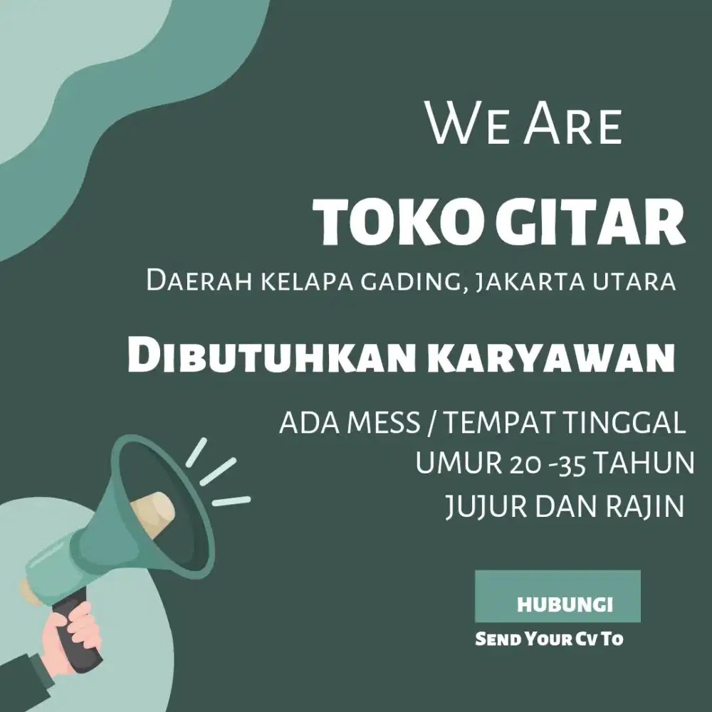 Dibutuhkan Karyawan untuk Toko Gitar