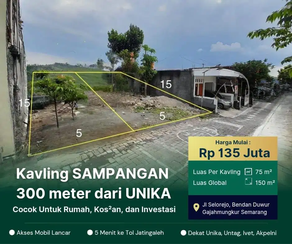 Tanah sampangan jatingaleh depan kampus Unika