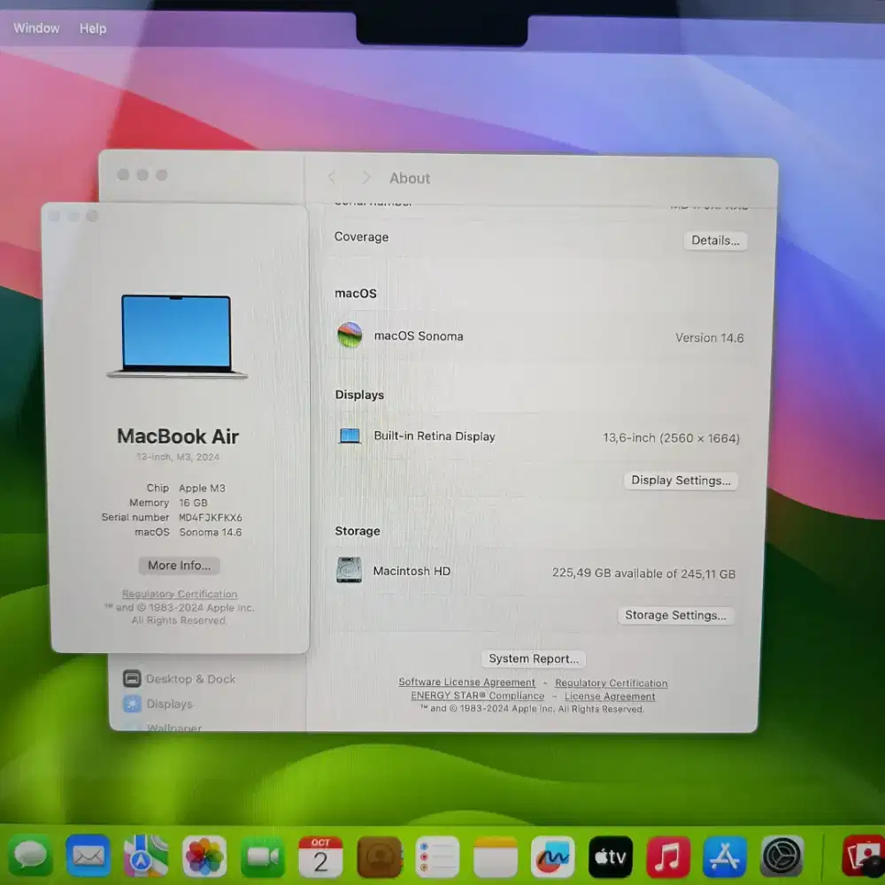Macbook Air M3 13 Inch Ram 16 Ssd 256 Full set Starlight  ibox cc 4