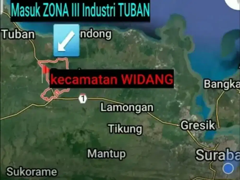Tanah Komersial Zona Industri Tuban Widang