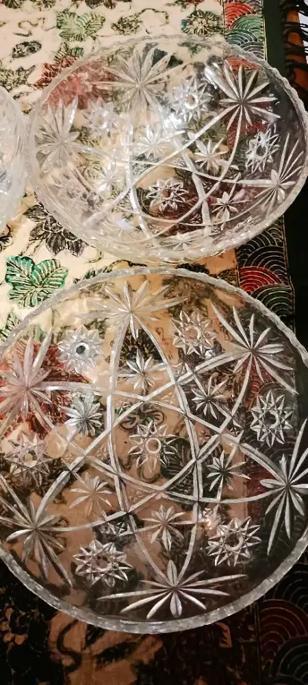 2 vintage anchor hocking crystal wadah saji