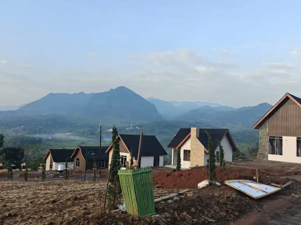 Tanah di jual di puncak pemandangan gunung dan sawah