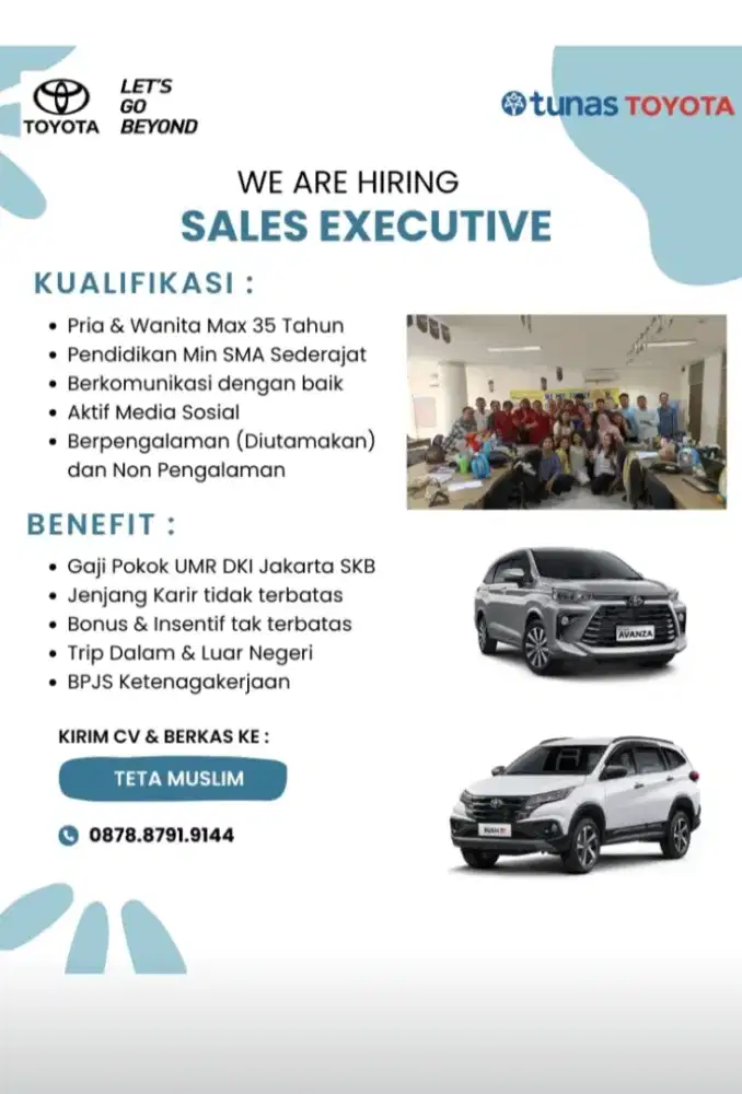Dicari Sales Executive Tunas Toyota Hayam Wuruk