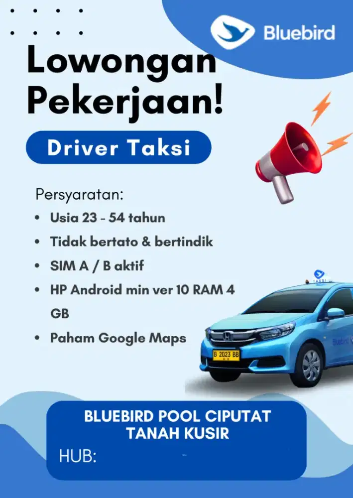 LOWONGAN KERJA DRIVER SUPIR TAKSI