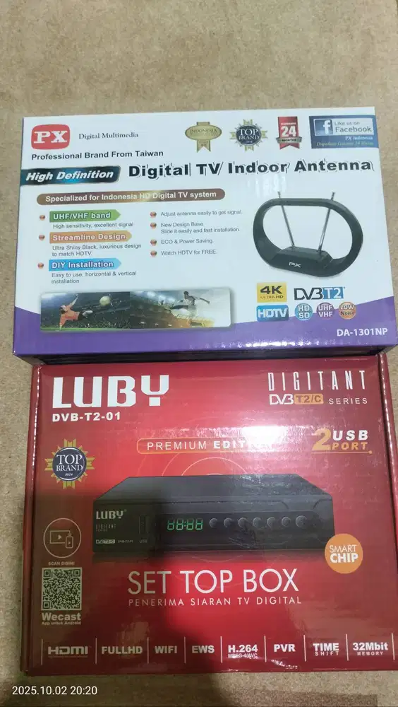 STB setup box luby dan antena indoor