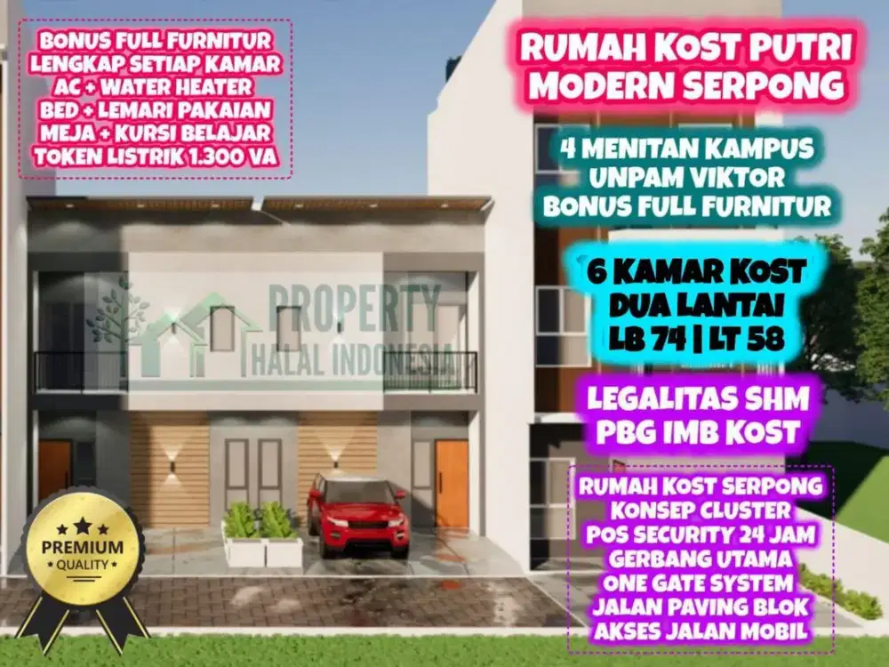 Jual Rumah Kost Putri Serpong Full Furnish Dekat Kampus UNPAM Viktor