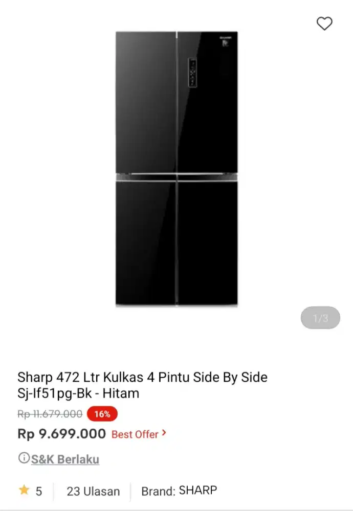 [CICILAN TANPA DP] KULKAS SHARP 4 PINTU